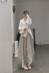 Marc Le Bihan lace embroidered skirt 2596 series plant dyeing France MLB-2596-ZZHUI PEARL GREY pearl gray lace embroidery
